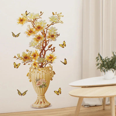 3d Flower Vase Wall Sticker PVC