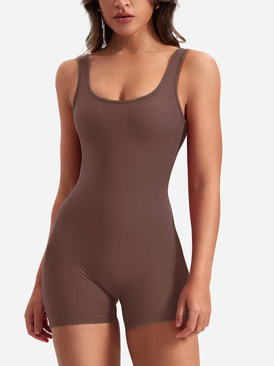 Summer 2025 High-Waisted One-Piece Shorts with Shoulder Straps Slimming Hip Lifting Sexy Sports Yoga Wear