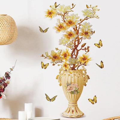 3d Flower Vase Wall Sticker PVC